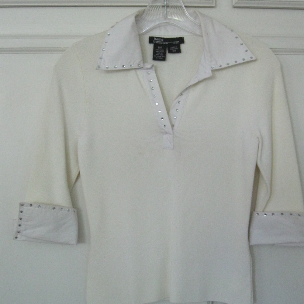 Vintage Michelle Nicole top, cream/white, Sz XXS